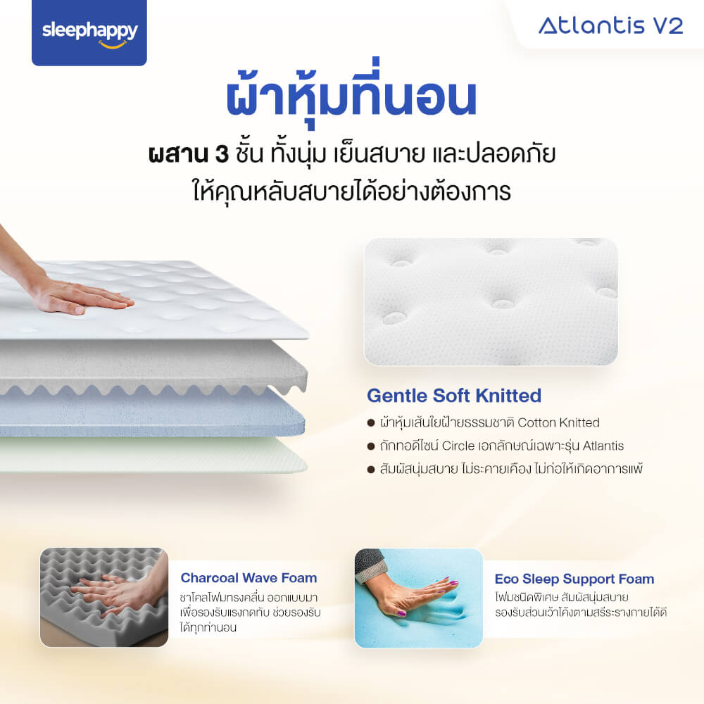 ที่นอน 3.5 ฟุต SLEEPHAPPY ATLANTIS V2 หนา 10 นิ้ว